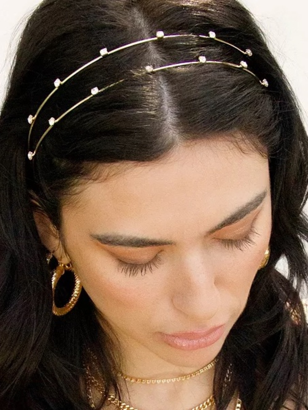 Ettika Delicate Crystal Dotted Gold-Tone Headband